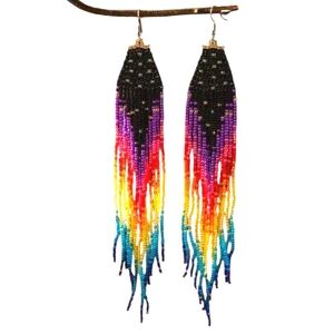 Colorful Beaded Fringe Earrings